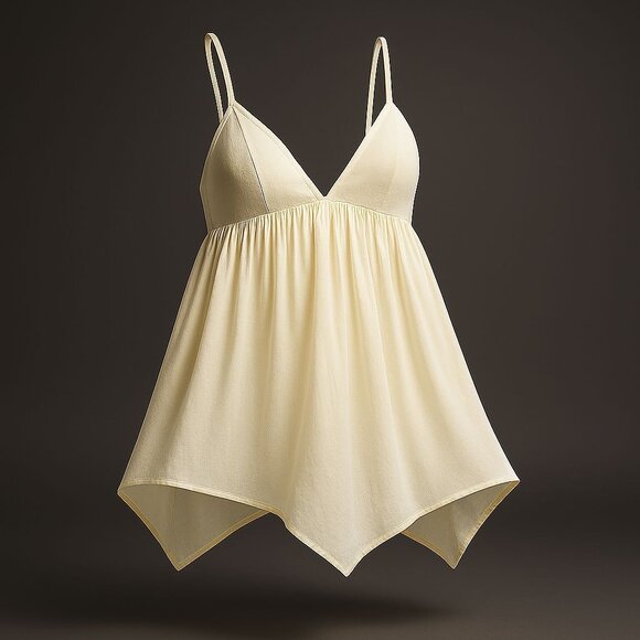 We Wore What Flowy Triangle Cami Womens XS Ivory Poplin/Voile Casual Summer Top - Picture 16 of 16